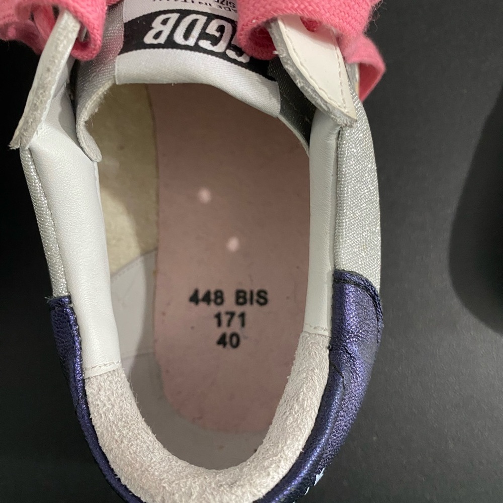 Golden Goose Deluxe Brand Hi Star Sneakers Size 40 US 10 Silver Checked Glitter - Picture 13 of 16